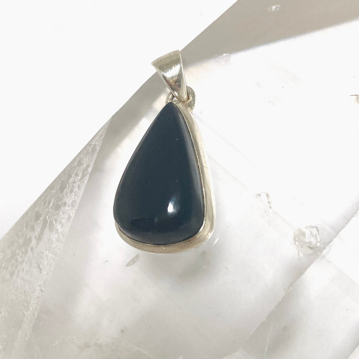 Black Tourmaline Teardrop Cabochon Pendant PPGJ1204