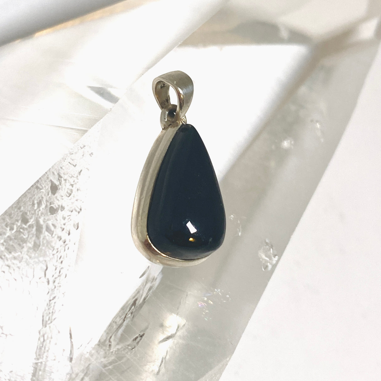 Black Tourmaline Teardrop Cabochon Pendant PPGJ1204