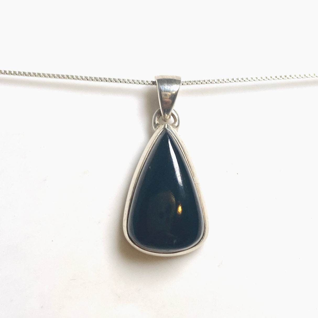 Black Tourmaline Teardrop Cabochon Pendant PPGJ1204