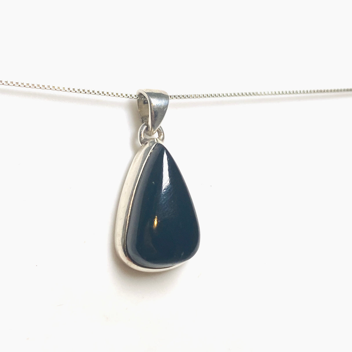 Black Tourmaline Teardrop Cabochon Pendant PPGJ1204