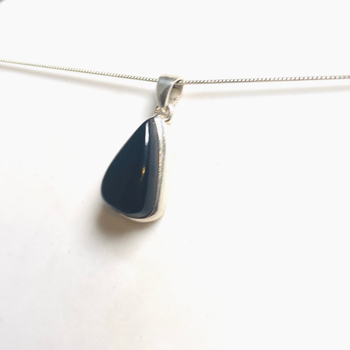 Black Tourmaline Teardrop Cabochon Pendant PPGJ1204