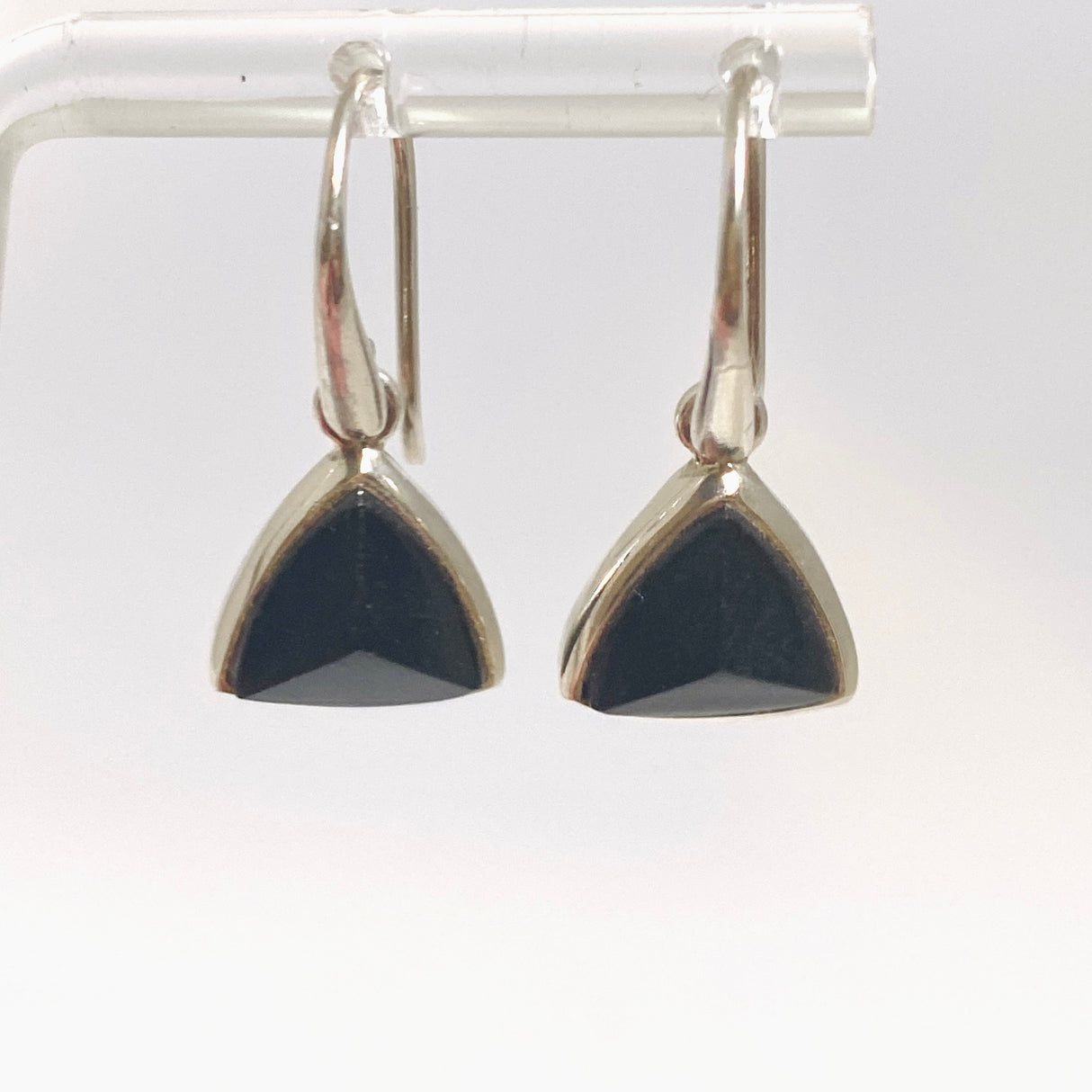 Black Tourmaline Triangular Faceted Earrings PEGJ363