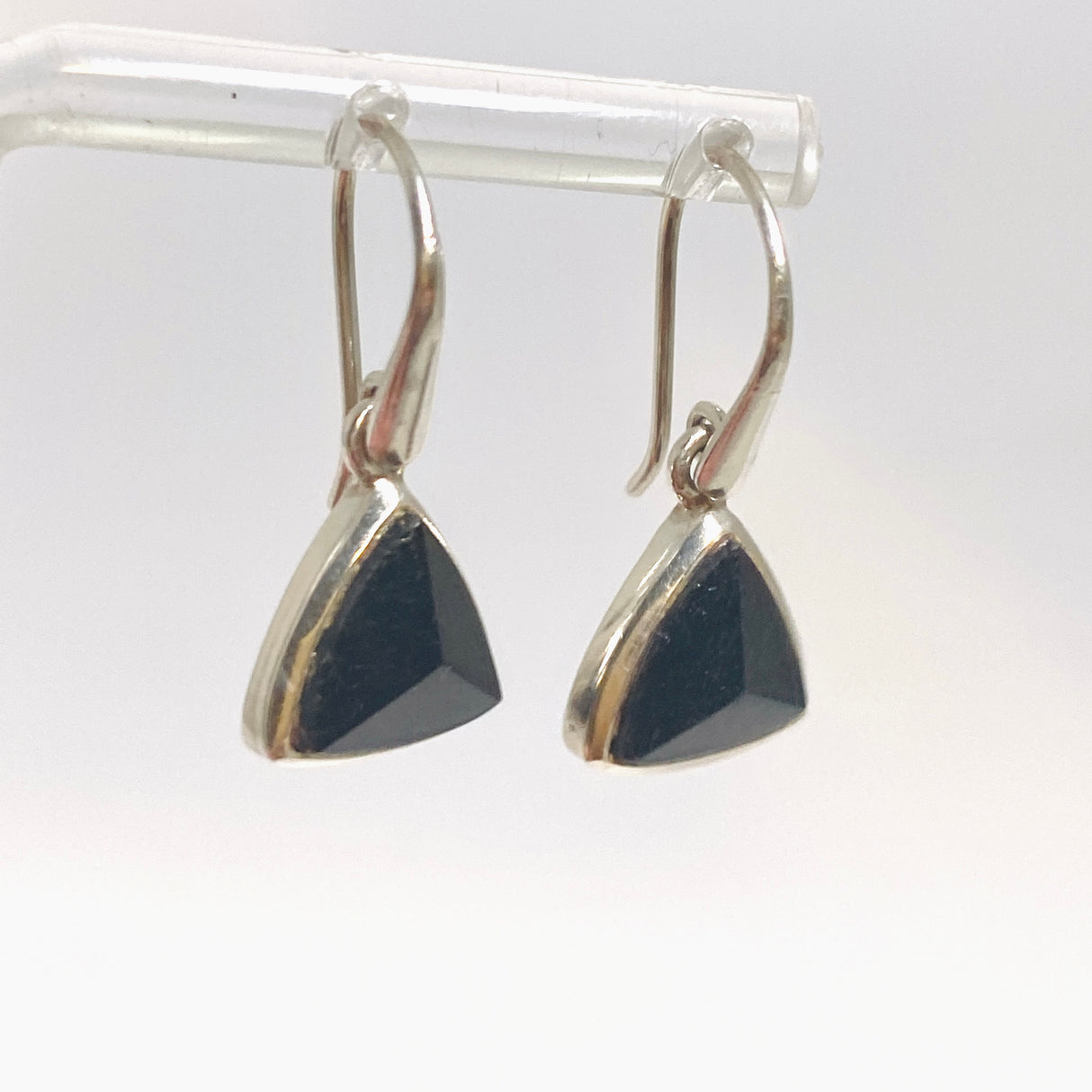 Black Tourmaline Triangular Faceted Earrings PEGJ363