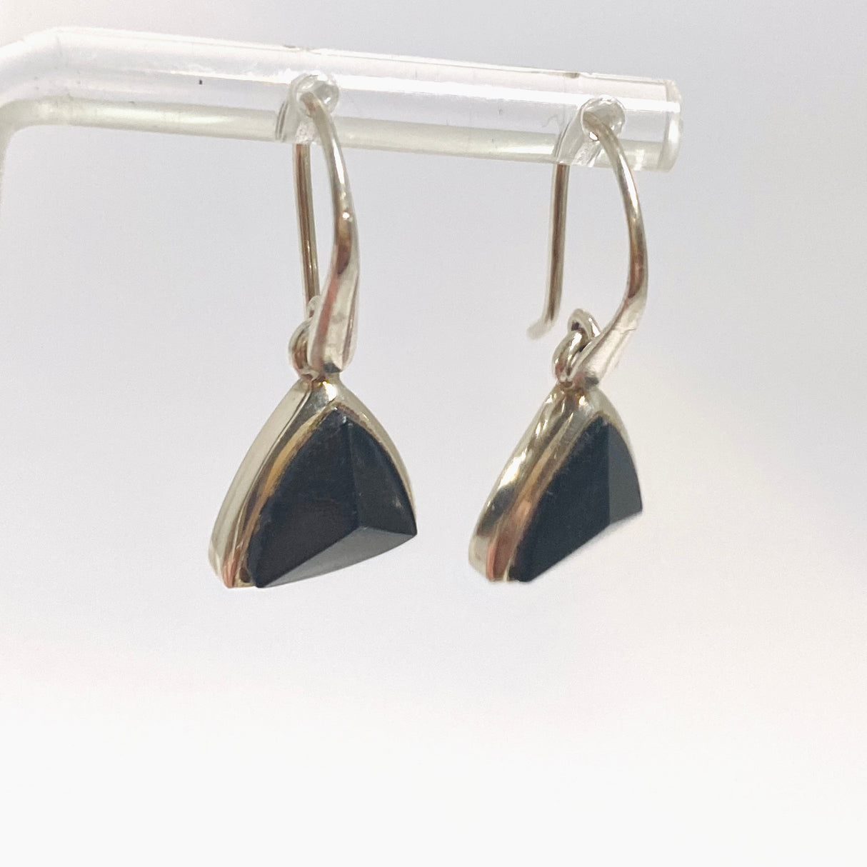 Black Tourmaline Triangular Faceted Earrings PEGJ363