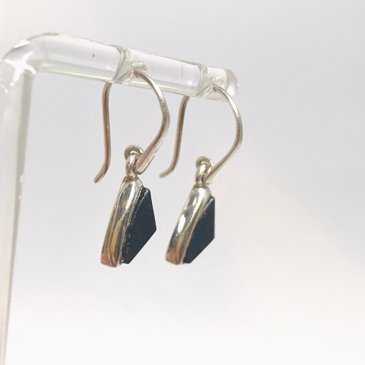 Black Tourmaline Triangular Faceted Earrings PEGJ363