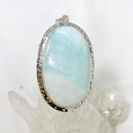 Blue Aragonite Oval Pendant in A Hammered Setting KPGJ4466 - Nature's Magick