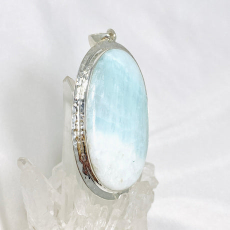Blue Aragonite Oval Pendant in A Hammered Setting KPGJ4466 - Nature's Magick
