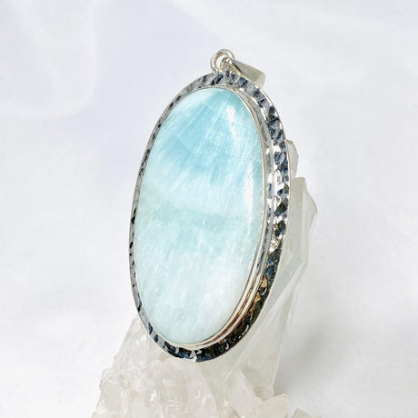 Blue Aragonite Oval Pendant in A Hammered Setting KPGJ4467 - Nature's Magick