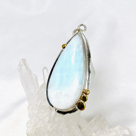 Blue Aragonite Teardrop Pendant in A Decorative Setting KPGJ4465 - Nature's Magick