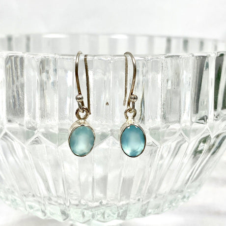 Blue Chalcedony petite oval faceted earrings R2363-BCO - Nature's Magick