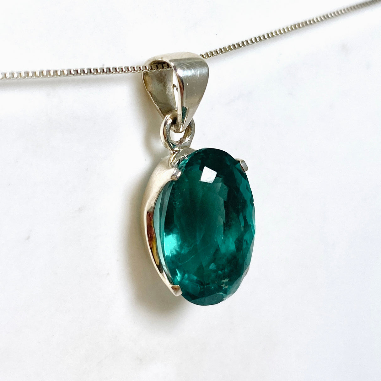 Blue Fluorite Oval Faceted Pendant PPGJ1281