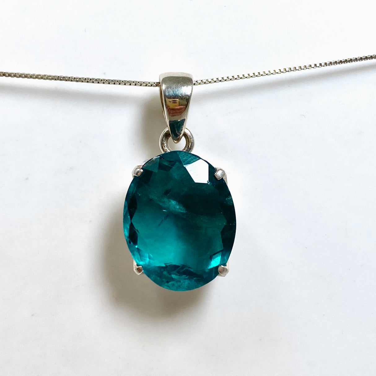 Blue Fluorite Oval Faceted Pendant PPGJ1282