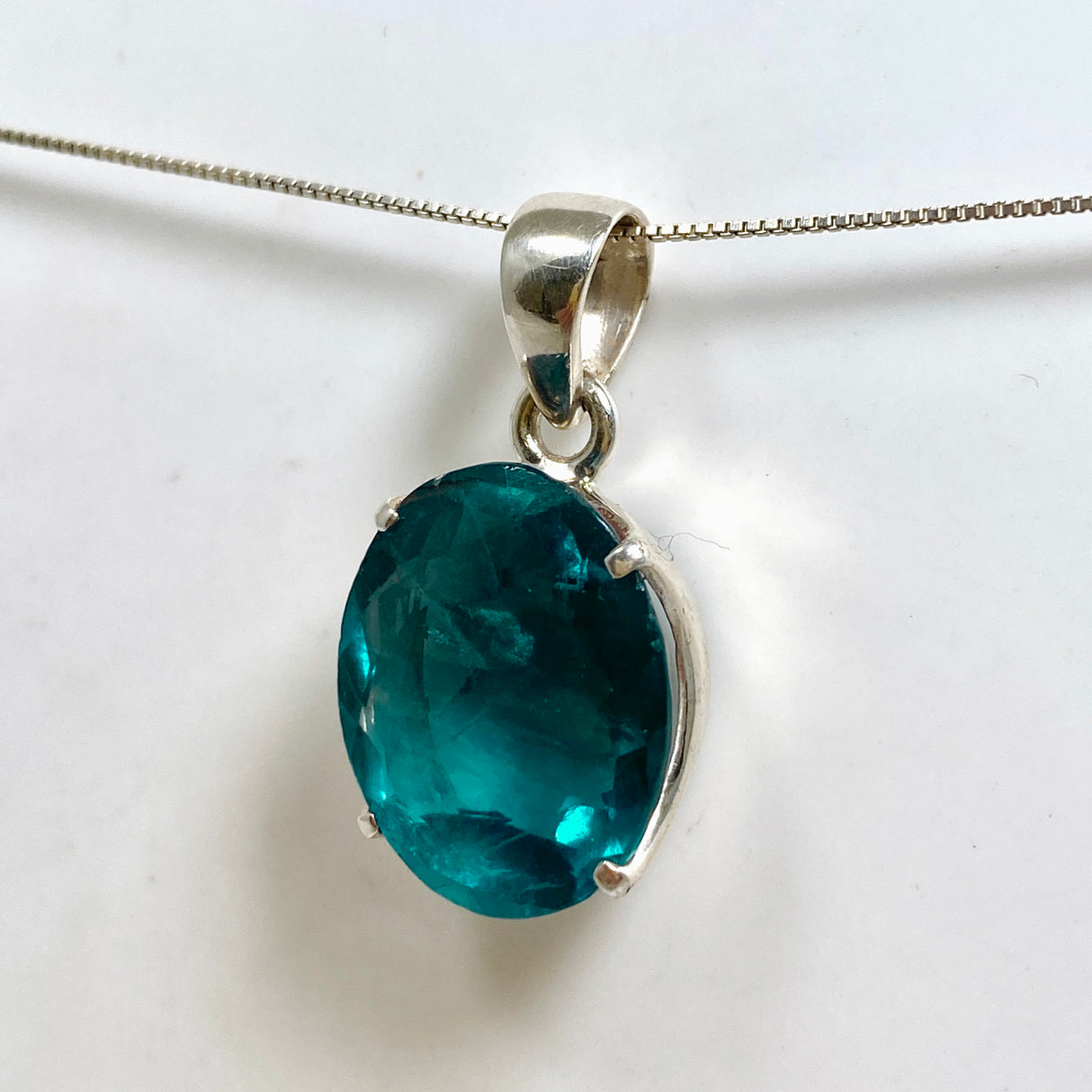 Blue Fluorite Oval Faceted Pendant PPGJ1282