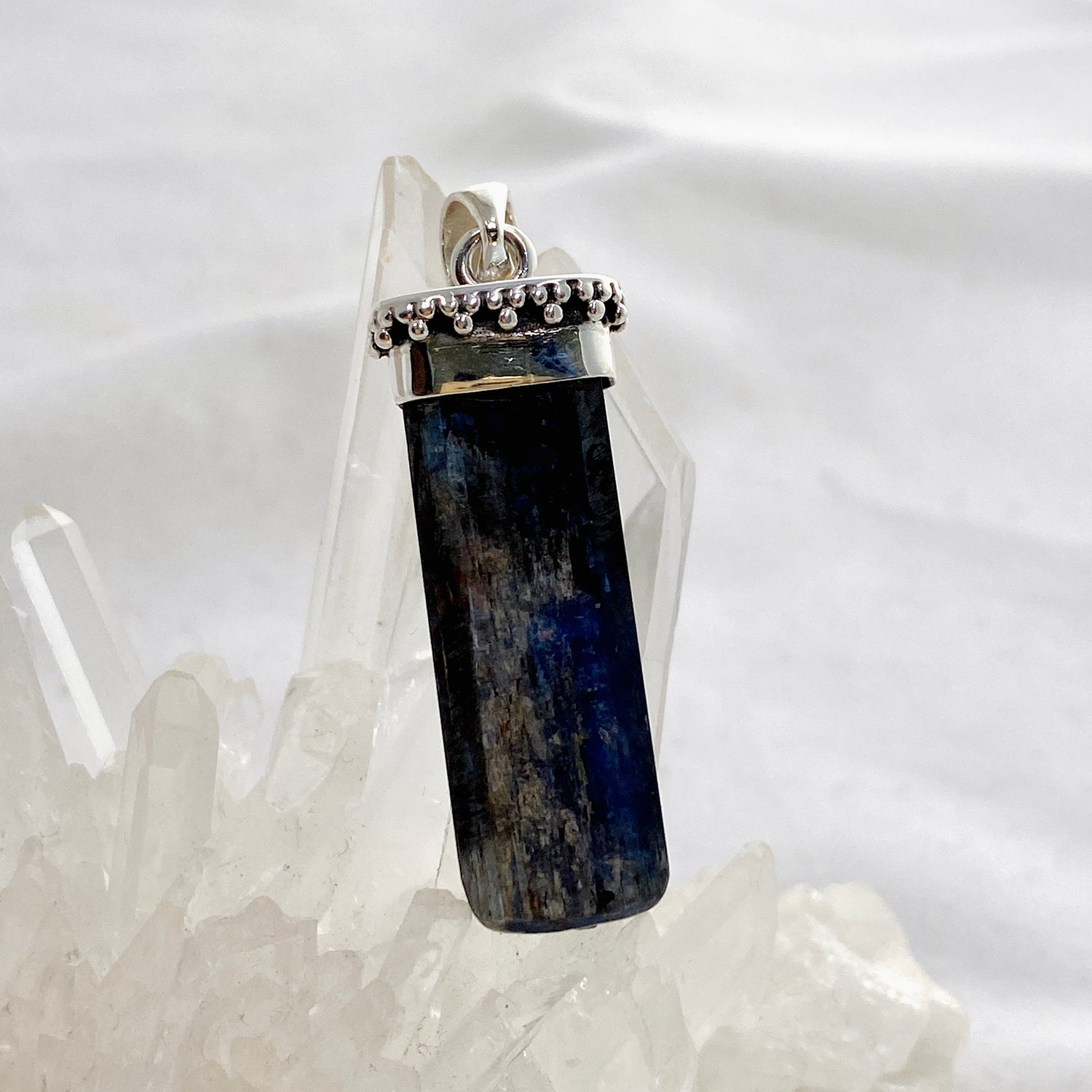 Blue Kyanite Crystal Pendant in a Decorative Setting KPGJ4621