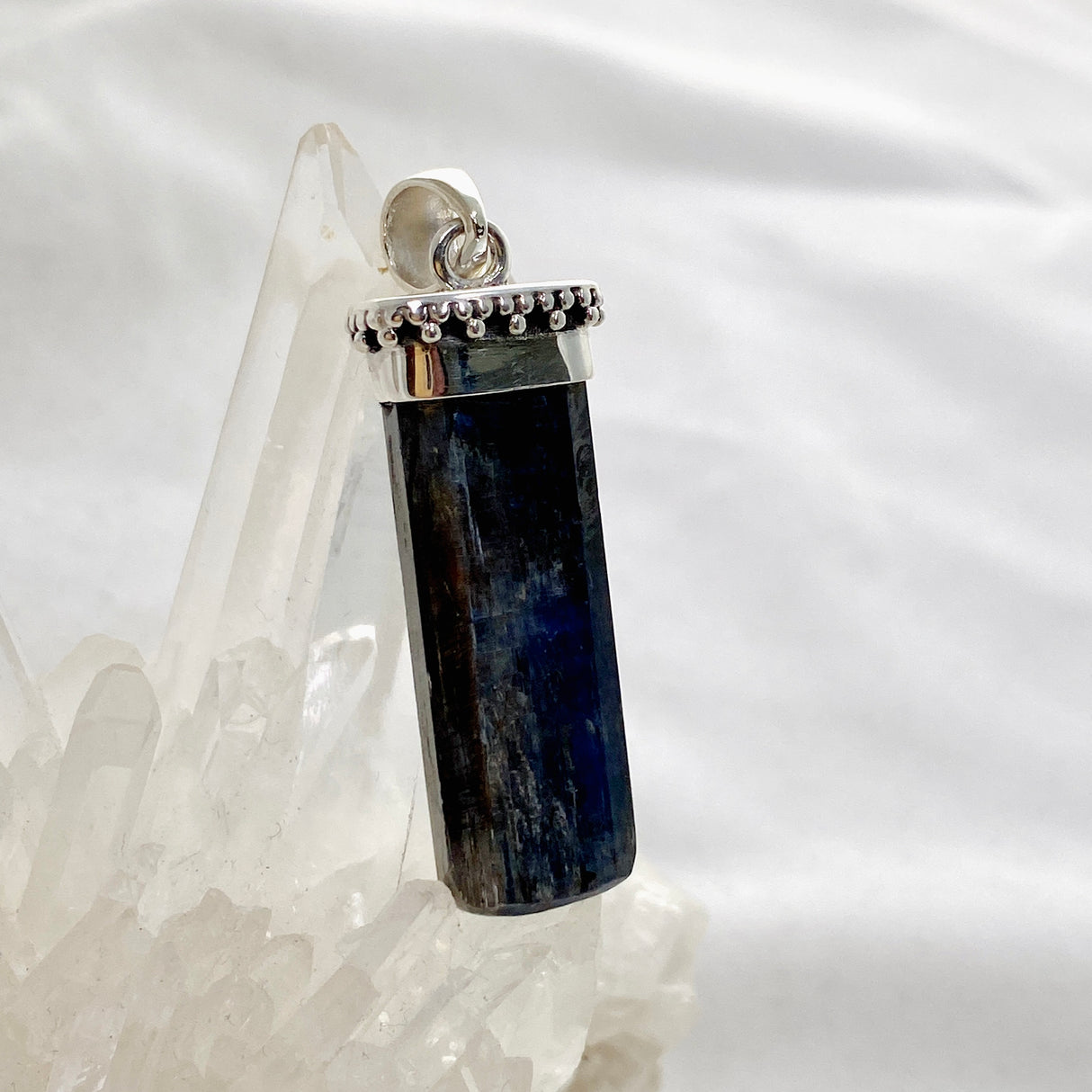 Blue Kyanite Crystal Pendant in a Decorative Setting KPGJ4621