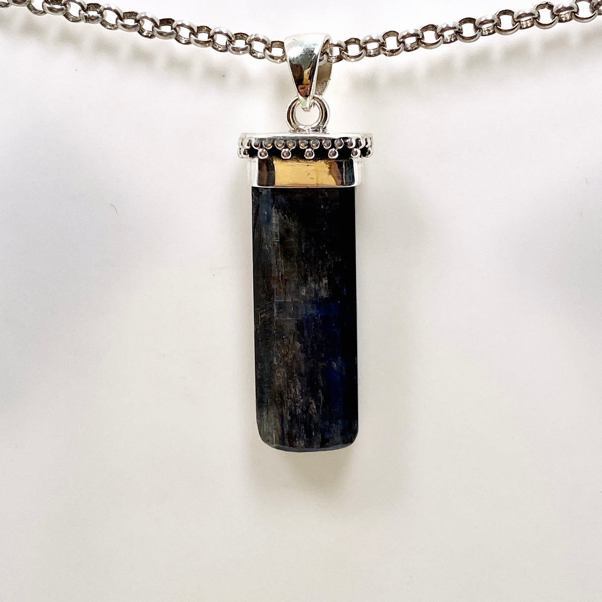 Blue Kyanite Crystal Pendant in a Decorative Setting KPGJ4621