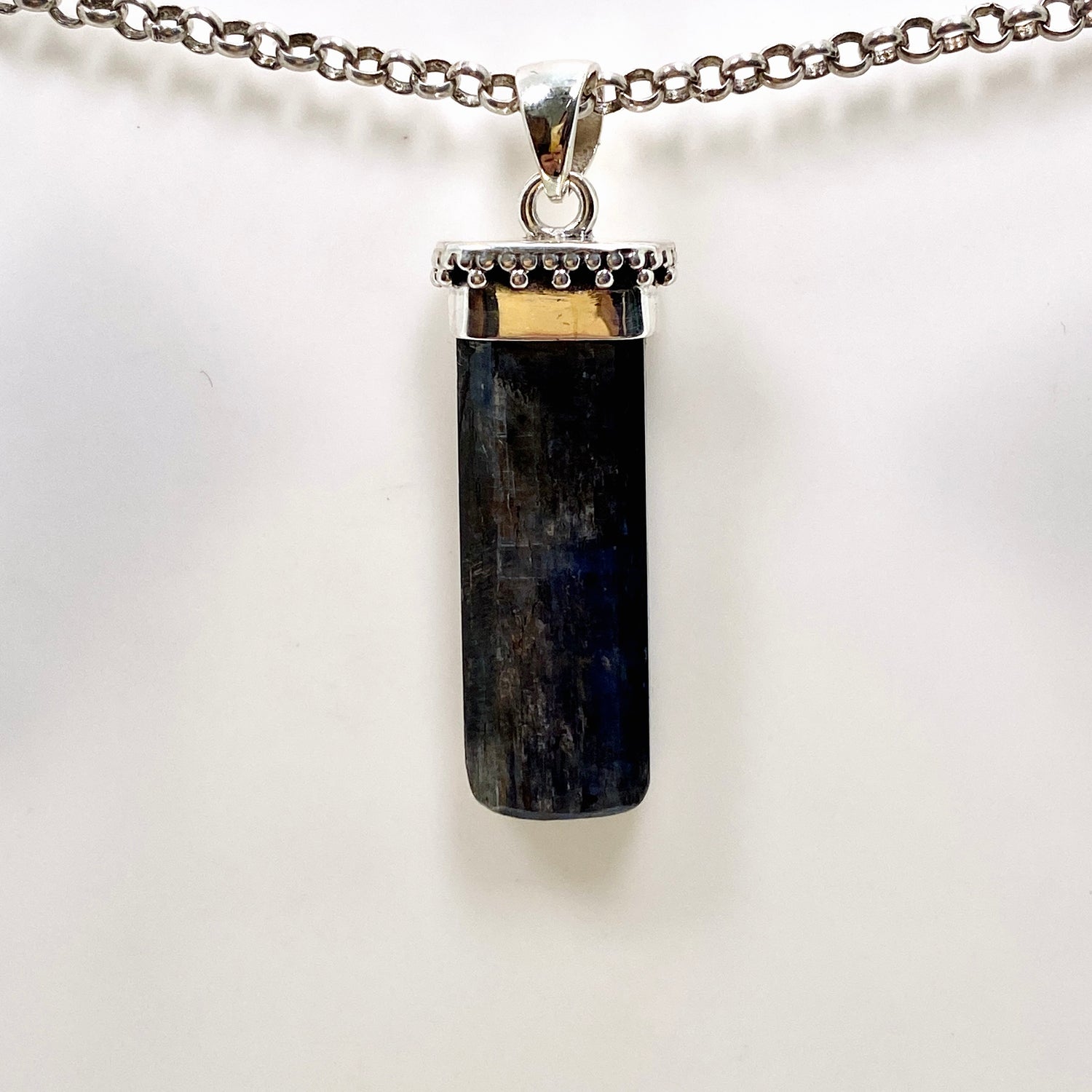 Blue Kyanite Crystal Pendant in a Decorative Setting KPGJ4621