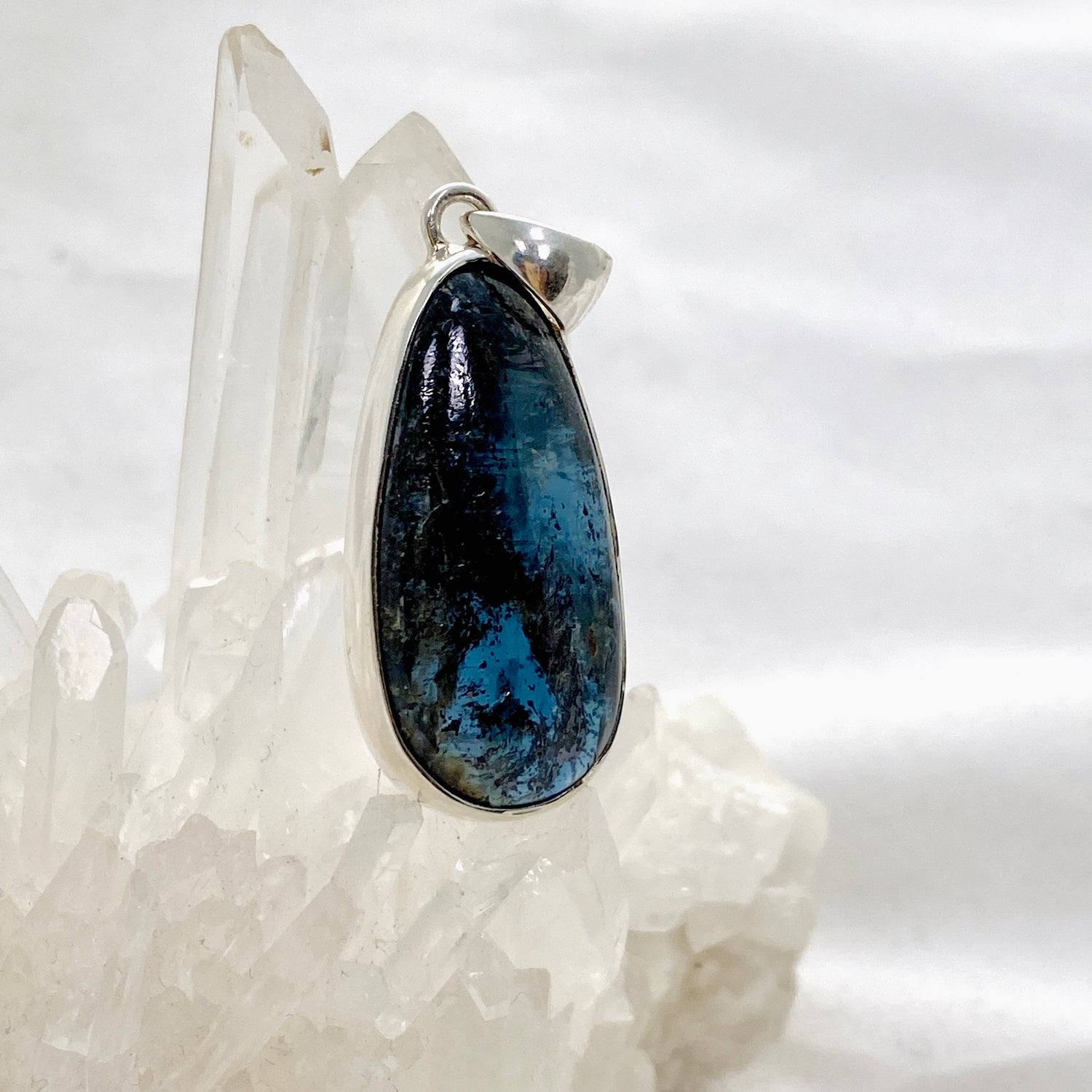 Blue Kyanite Teardrop Cabochon Pendant KPGJ4618