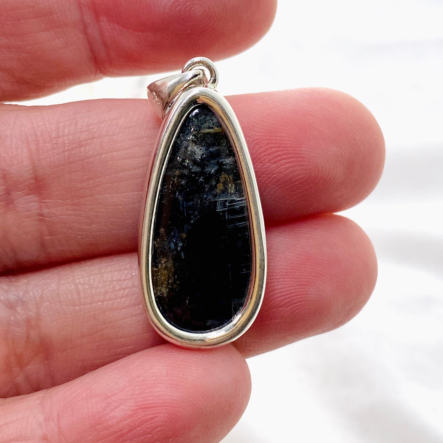 Blue Kyanite Teardrop Cabochon Pendant KPGJ4618