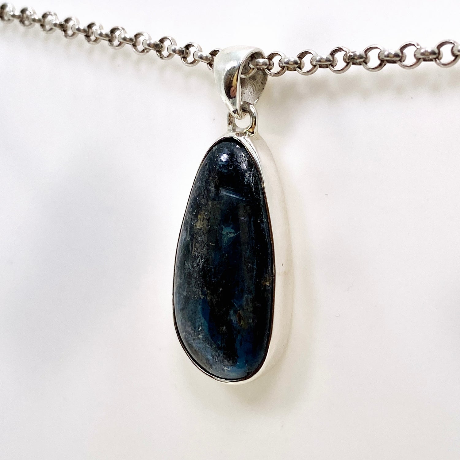 Blue Kyanite Teardrop Cabochon Pendant KPGJ4618