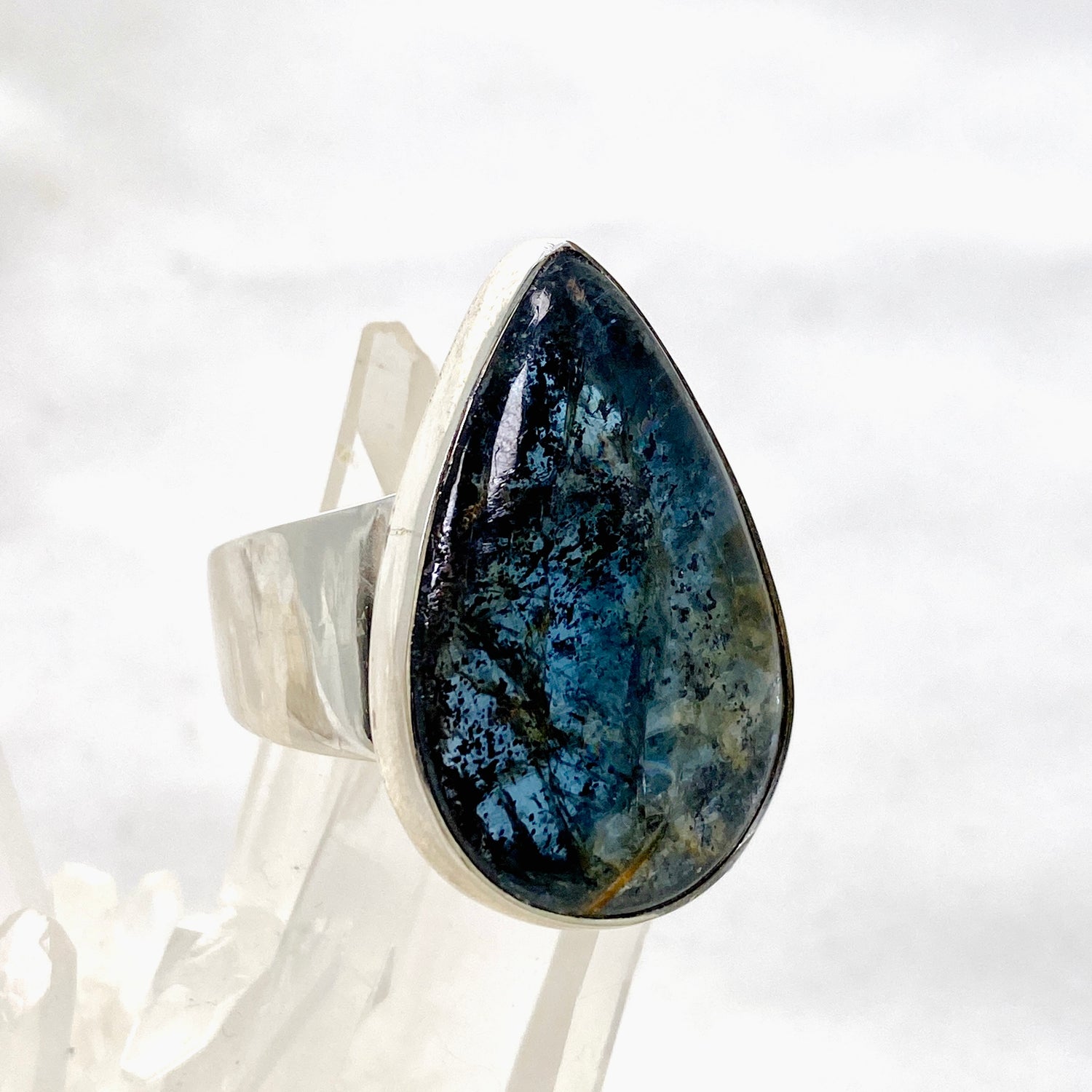 Blue Kyanite Teardrop Cabochon Ring Size 11 KRGJ3283