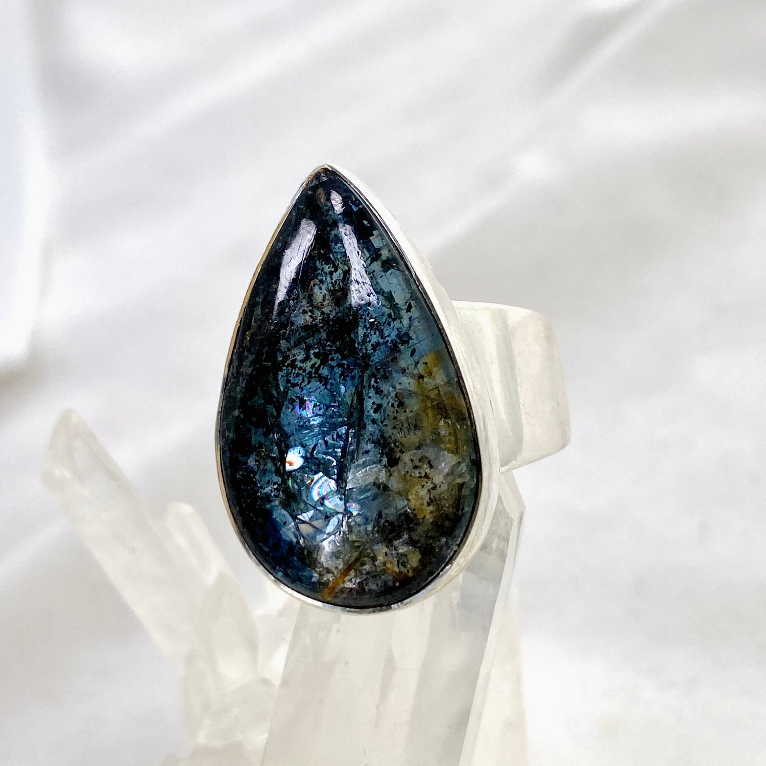 Blue Kyanite Teardrop Cabochon Ring Size 11 KRGJ3283