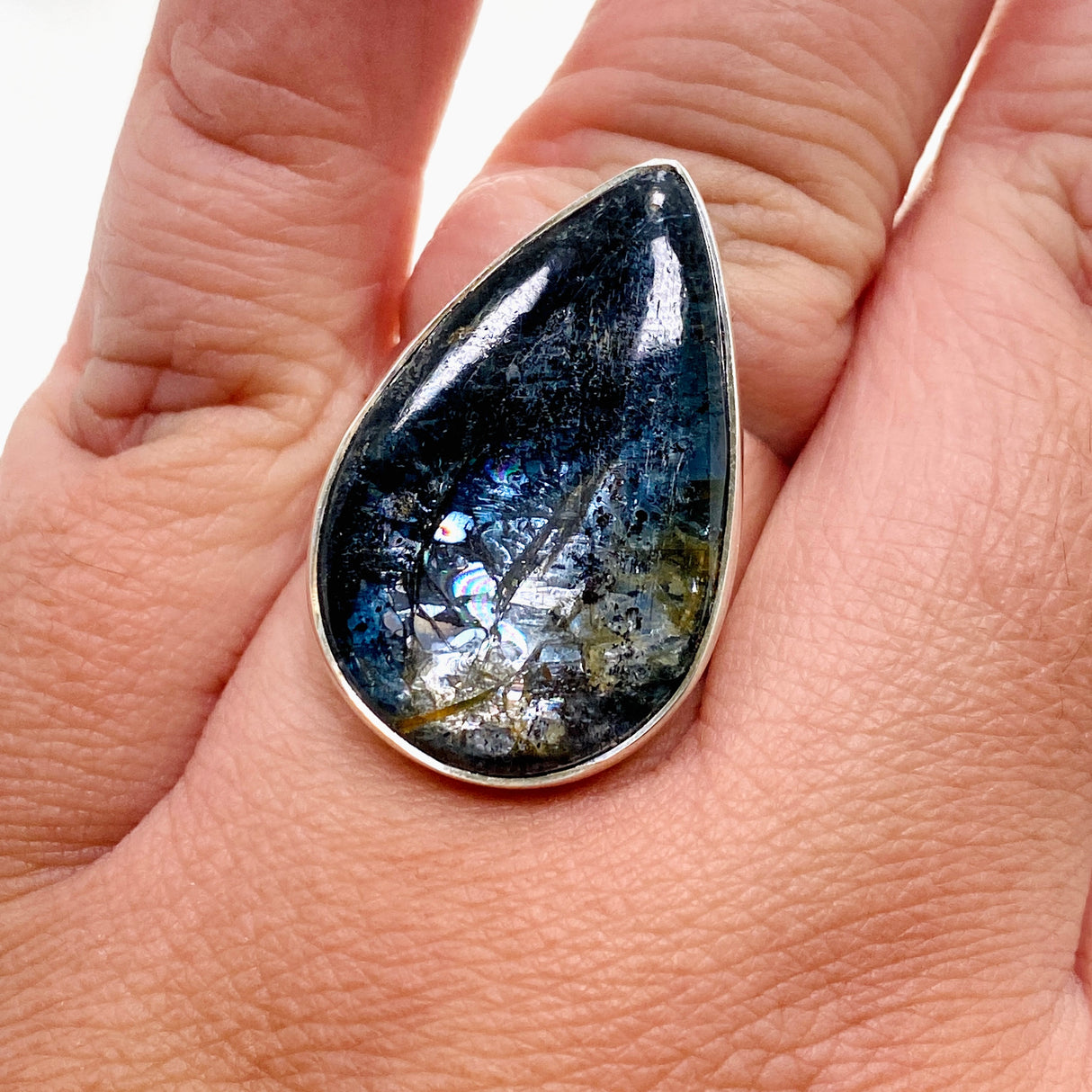 Blue Kyanite Teardrop Cabochon Ring Size 11 KRGJ3283