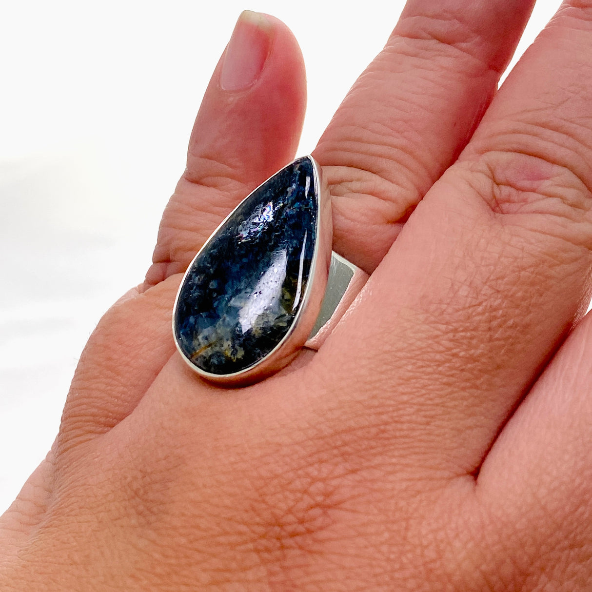 Blue Kyanite Teardrop Cabochon Ring Size 11 KRGJ3283