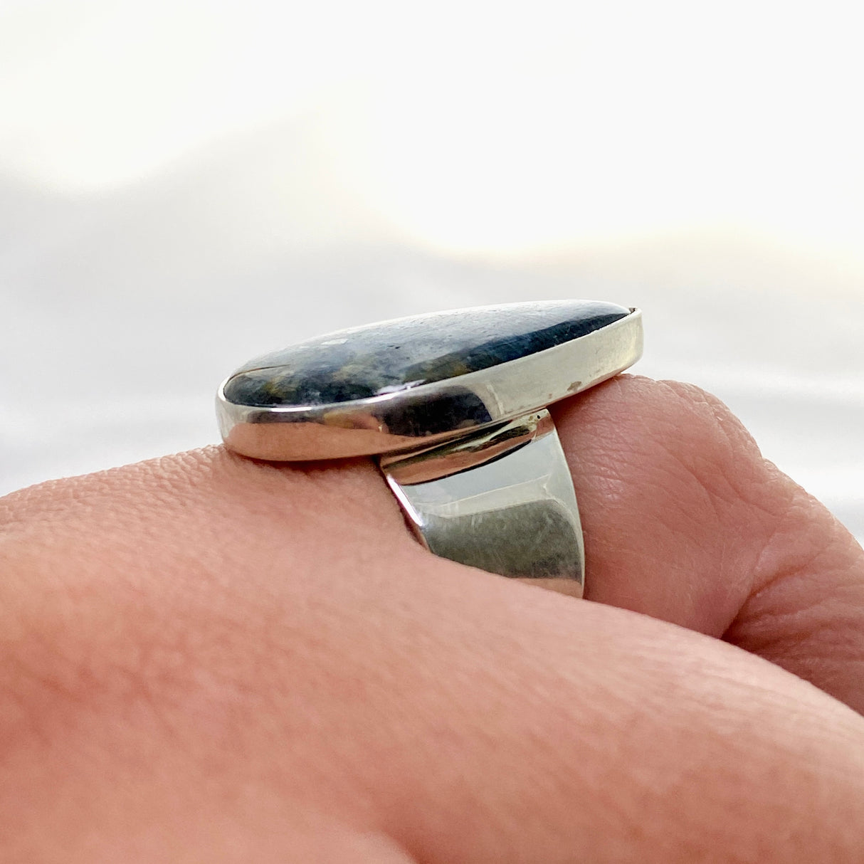 Blue Kyanite Teardrop Cabochon Ring Size 11 KRGJ3283