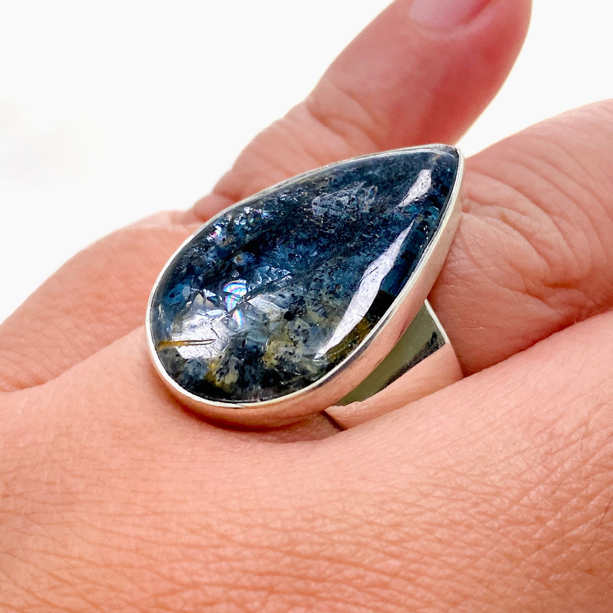 Blue Kyanite Teardrop Cabochon Ring Size 11 KRGJ3283