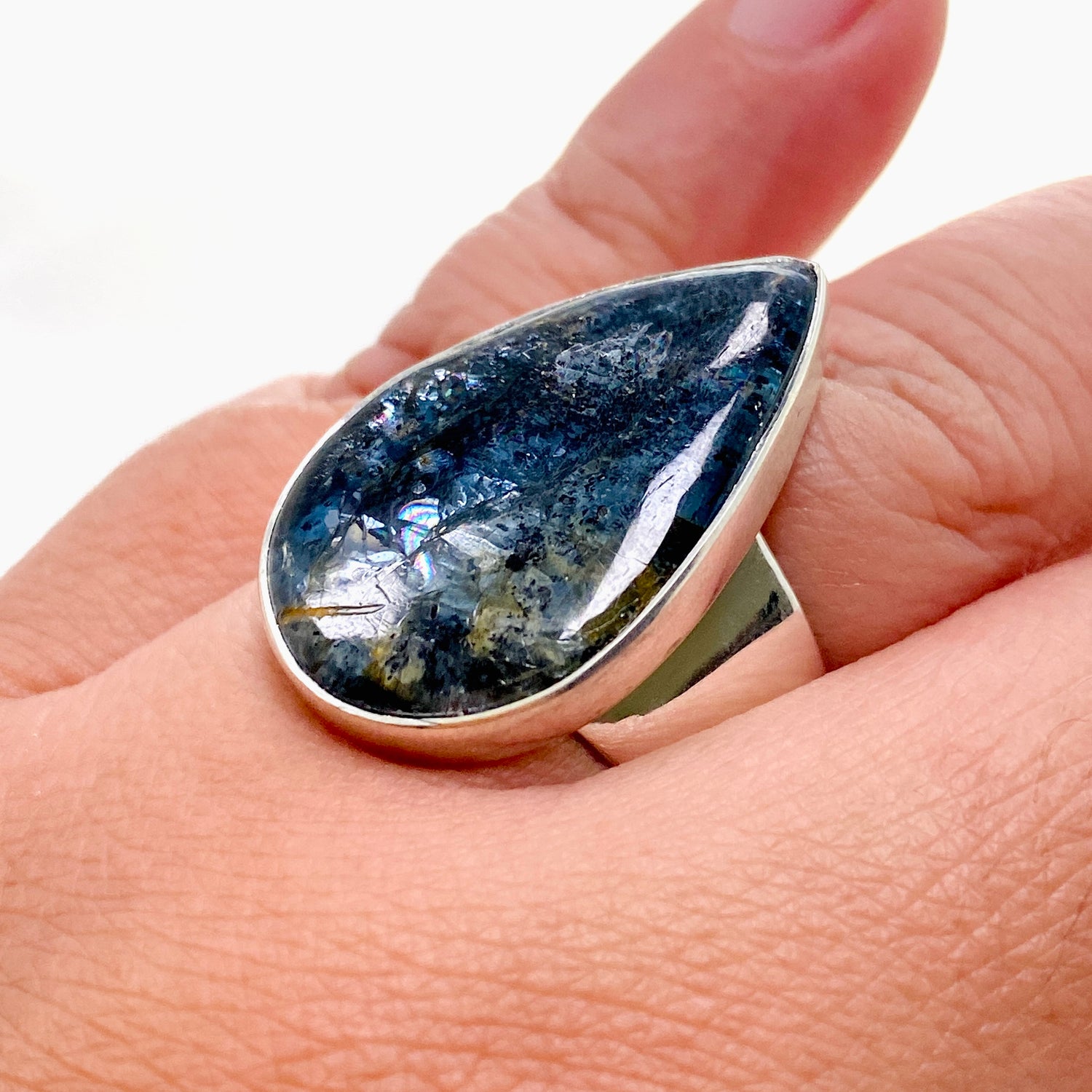 Blue Kyanite Teardrop Cabochon Ring Size 11 KRGJ3283