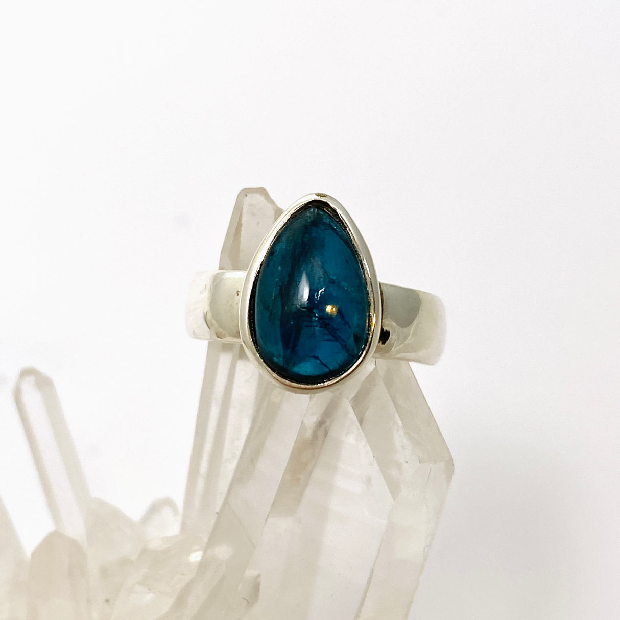 Blue Kyanite Teardrop Cabochon Ring Size 6.5 PRGJ816
