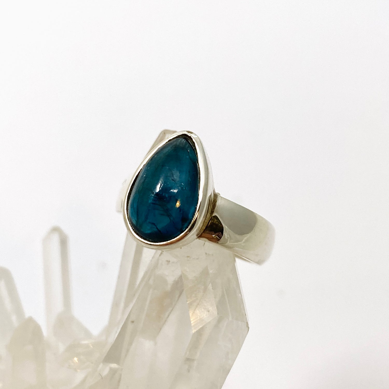 Blue Kyanite Teardrop Cabochon Ring Size 6.5 PRGJ816