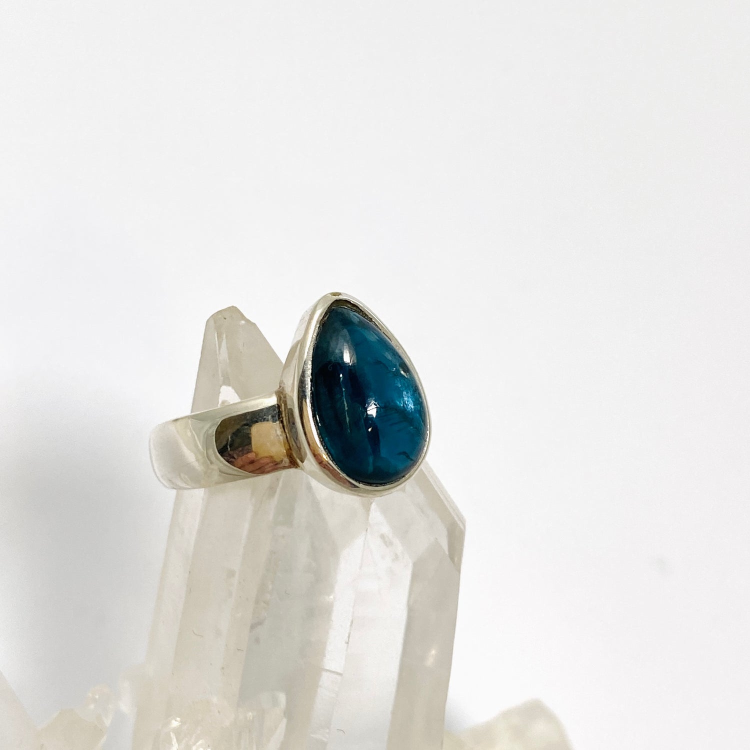Blue Kyanite Teardrop Cabochon Ring Size 6.5 PRGJ816