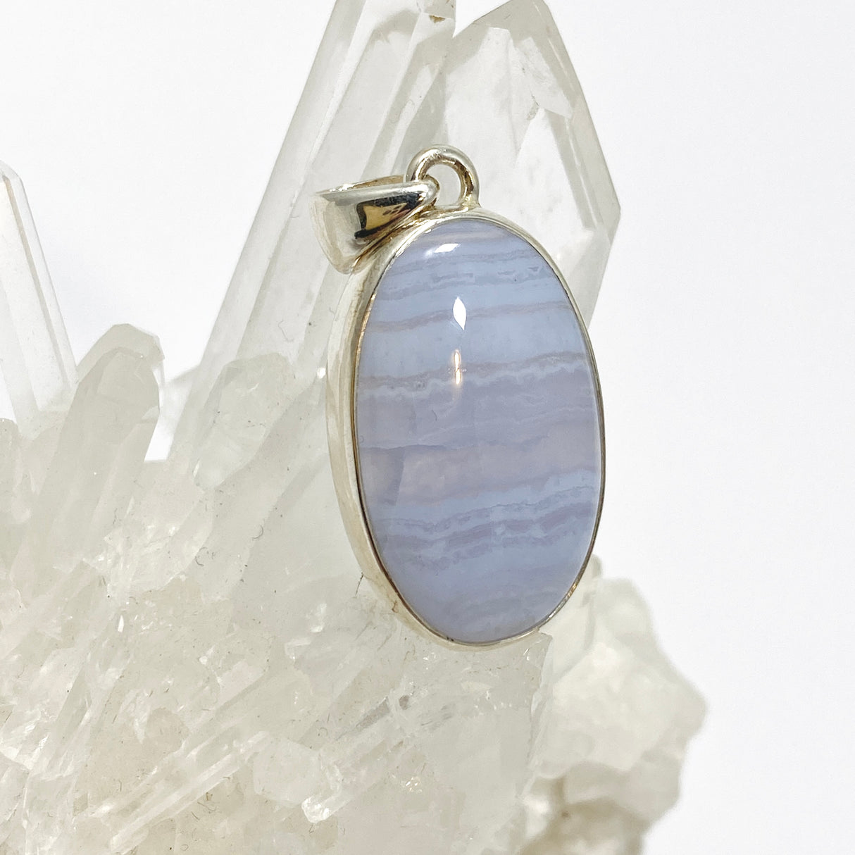 Blue Lace Agate Oval Cabochon Pendant KPGJ4820
