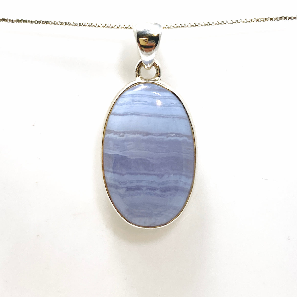 Blue Lace Agate Oval Cabochon Pendant KPGJ4820