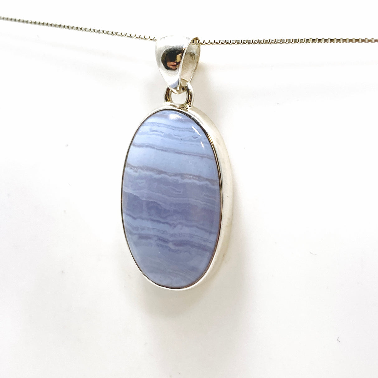 Blue Lace Agate Oval Cabochon Pendant KPGJ4820