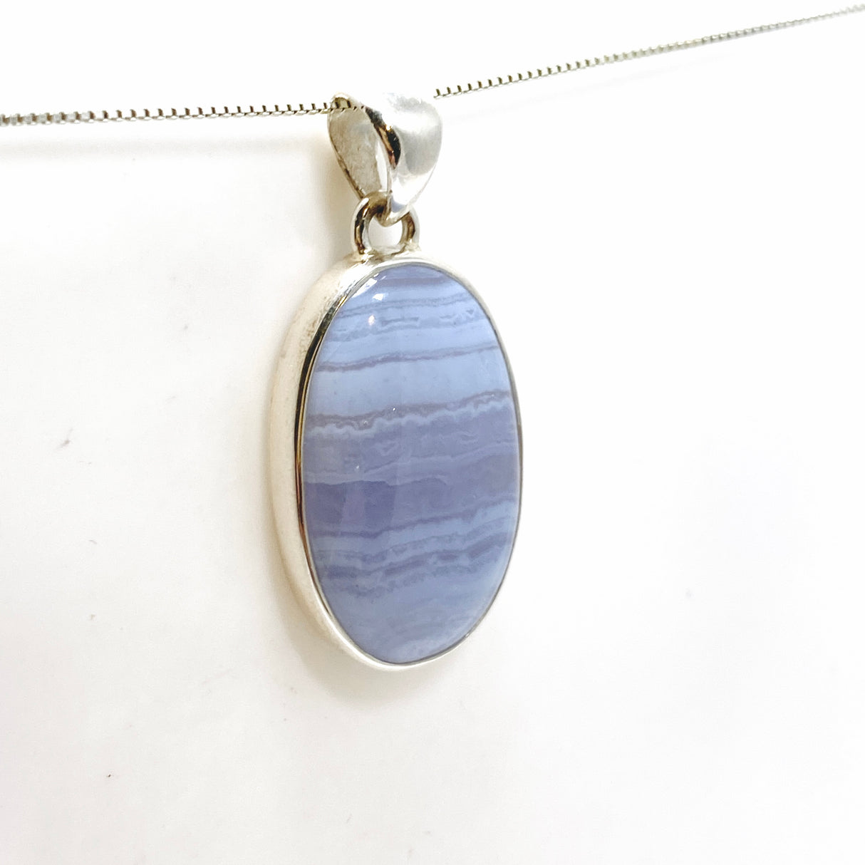Blue Lace Agate Oval Cabochon Pendant KPGJ4820