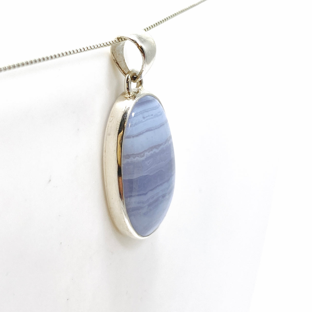 Blue Lace Agate Oval Cabochon Pendant KPGJ4820