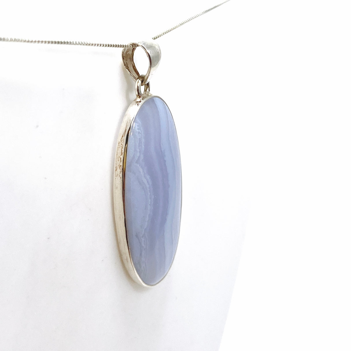 Blue Lace Agate Oval Cabochon Pendant KPGJ4823