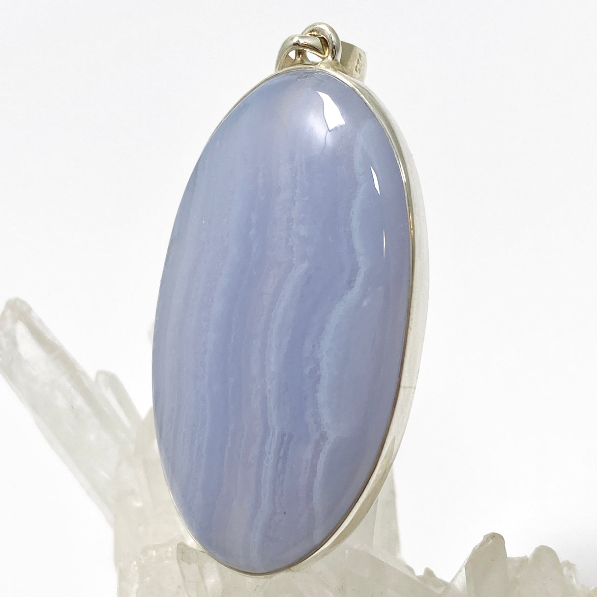 Blue Lace Agate Oval Cabochon Pendant KPGJ4825