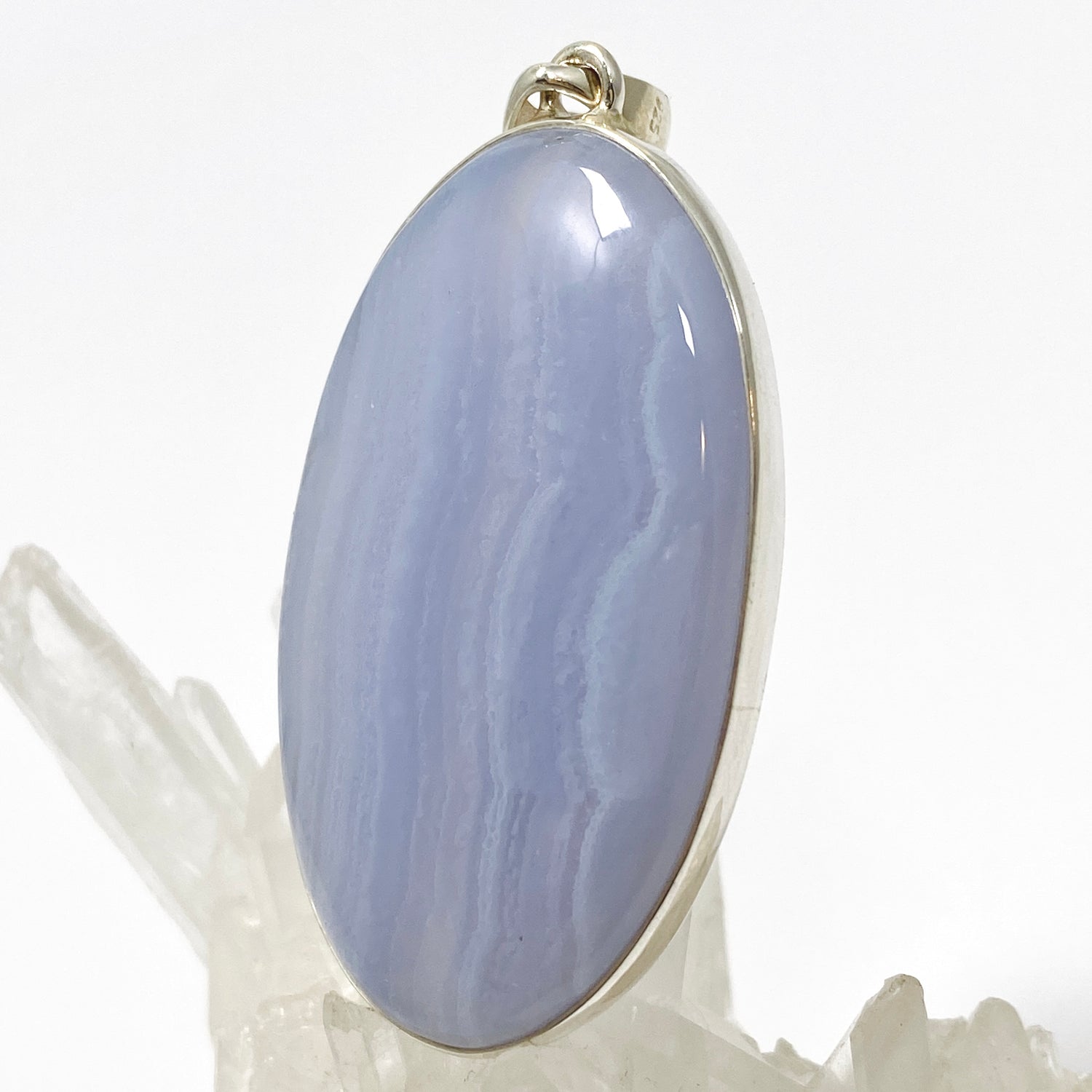Blue Lace Agate Oval Cabochon Pendant KPGJ4825