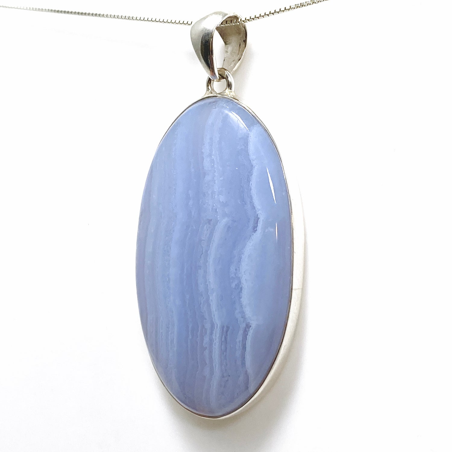 Blue Lace Agate Oval Cabochon Pendant KPGJ4825