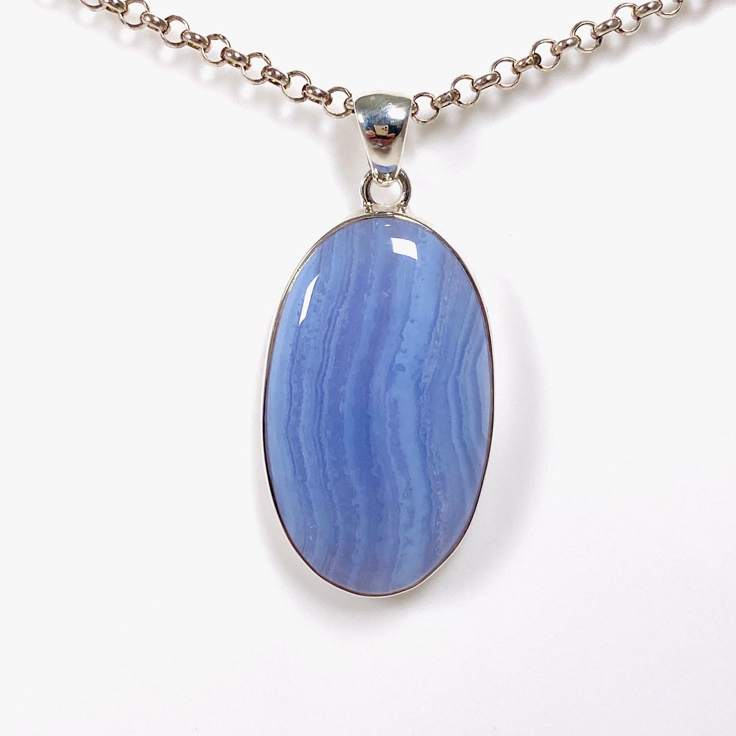 Blue Lace Agate oval pendant KPGJ3771 - Nature's Magick