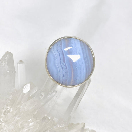 Blue Lace Agate Round Ring Size 10.5 PRGJ485 - Nature's Magick
