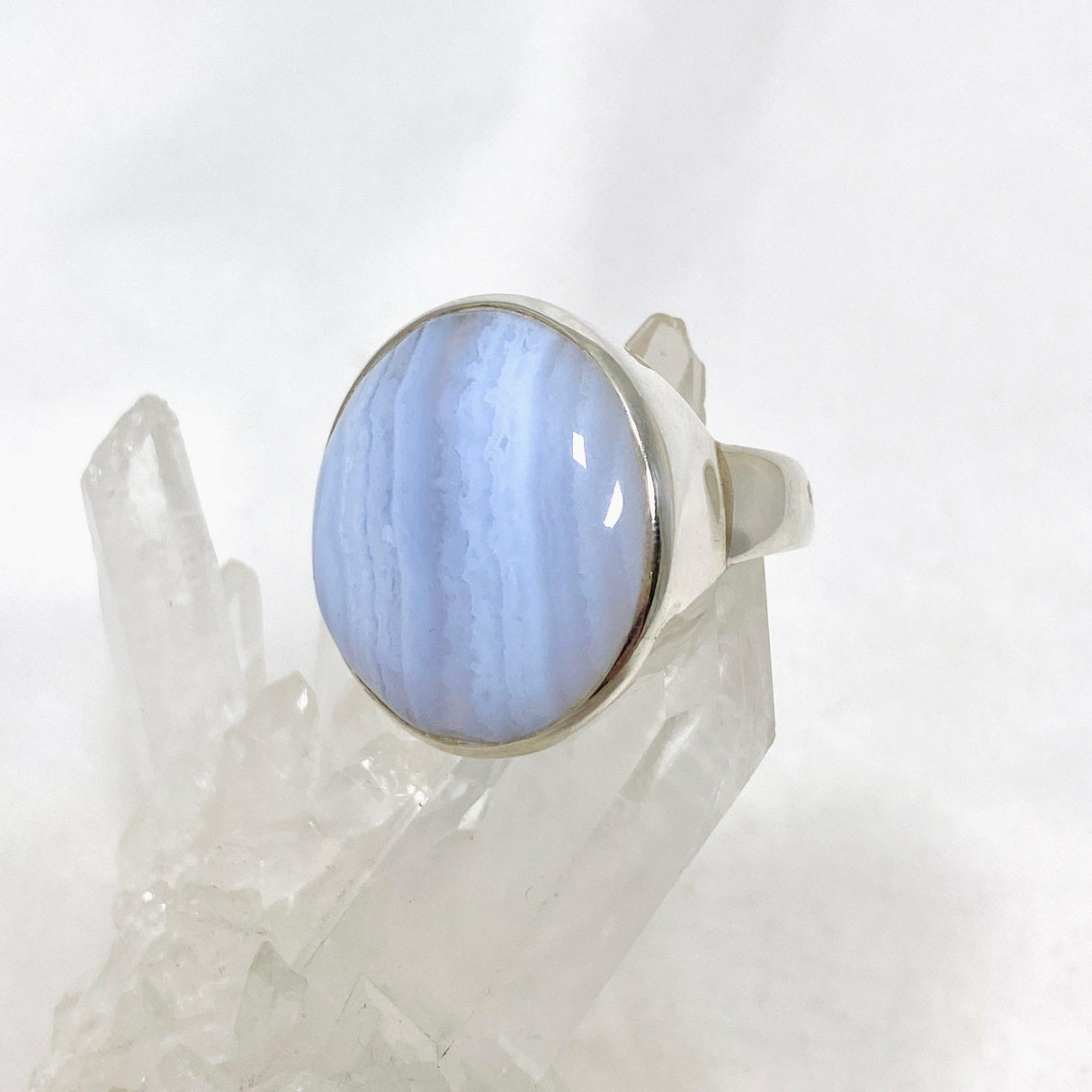 Blue Lace Agate Round Ring Size 10.5 PRGJ485 - Nature's Magick