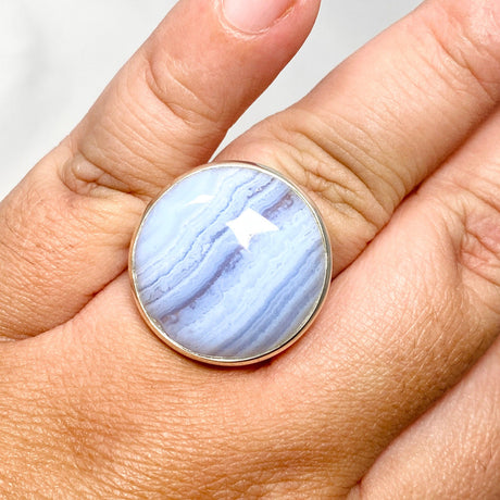 Blue Lace Agate Round Ring Size 10.5 PRGJ485 - Nature's Magick