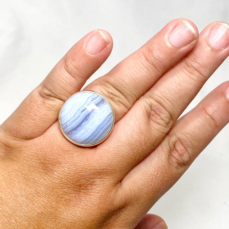 Blue Lace Agate Round Ring Size 10.5 PRGJ485 - Nature's Magick