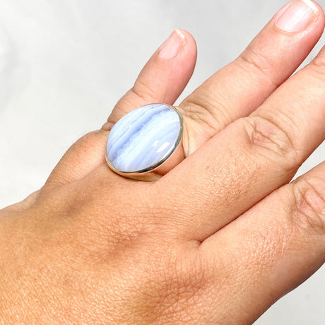 Blue Lace Agate Round Ring Size 10.5 PRGJ485 - Nature's Magick