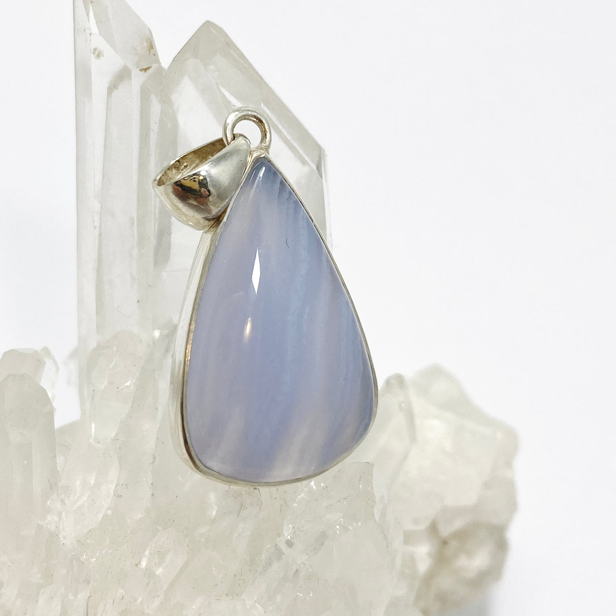 Blue Lace Agate Teardrop Cabochon Pendant KPGJ4828
